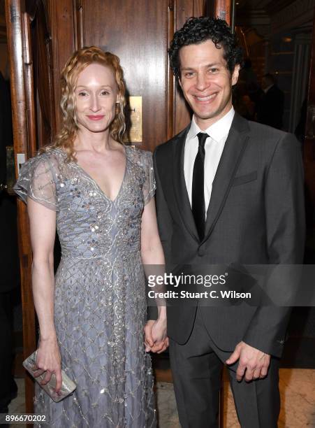 Theatre actor Angela Christian and theatre and film director Thomas Kail attend the opening night of 'Hamilton' at Victoria Palace Theatre on...