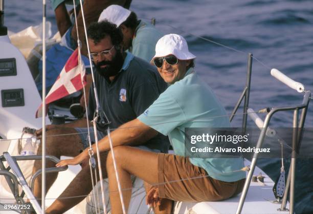 Juan Carlos I in the Sail World Championship The King of Spain in the ´Bribon´ during a layover in the Piraeus´s harbour