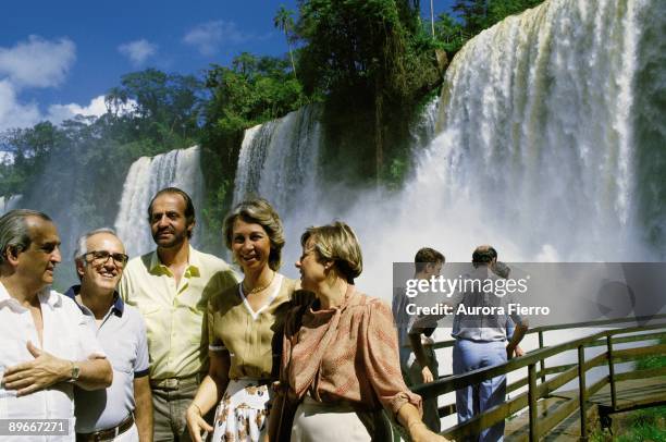 The King and Queen of Spain in Argentina King Juan Carlos I and Queen Sofia with the Spanish minister of Foreign Affairs, Fernando Moran, in the...