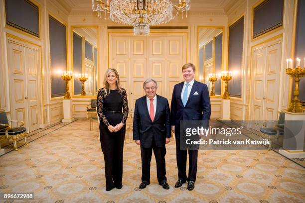 King Willem-Alexander of the Netherlands and Queen Maxima of the Netherlands host an official dinner for United Nation's Secretary General Antionio...
