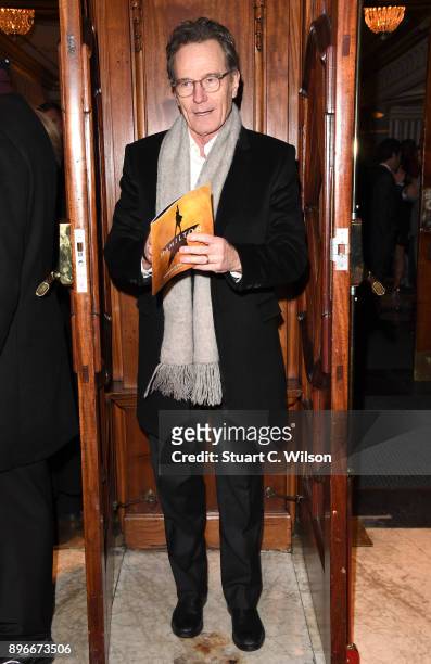 Actor Bryan Cranston attends the opening night of 'Hamilton' at Victoria Palace Theatre on December 21, 2017 in London, England.