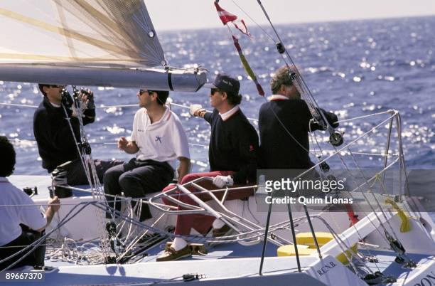 King Juan Carlos I on the board of the ´Bribon´ yacht