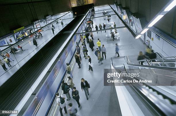 moncloa subway station, madrid train in the station - estaciones ストックフォトと画像