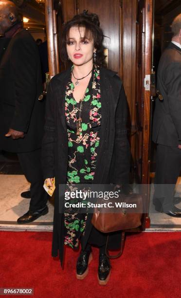 Actor Helena Bonham Carter attends the opening night of 'Hamilton' at Victoria Palace Theatre on December 21, 2017 in London, England.