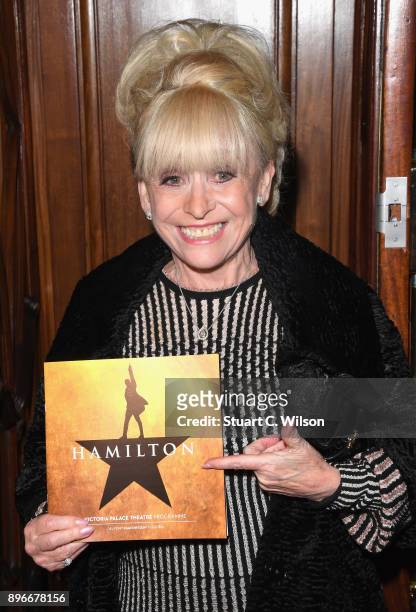 Actor Barbara Windsor attends the opening night of 'Hamilton' at Victoria Palace Theatre on December 21, 2017 in London, England.