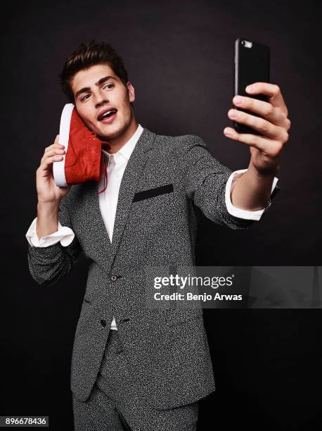 Actor Gregg Sulkin is photographed for The Fashionisto on September 16, 2015 in Los Angeles, California.