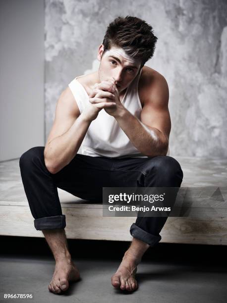 Actor Gregg Sulkin is photographed for The Fashionisto on September 16, 2015 in Los Angeles, California.