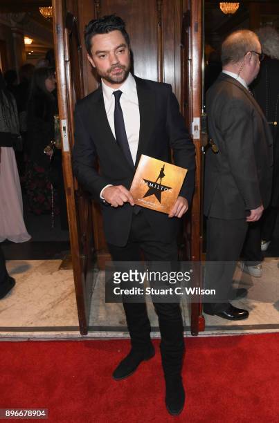 Actor Dominic Cooper attends the opening night of 'Hamilton' at Victoria Palace Theatre on December 21, 2017 in London, England.