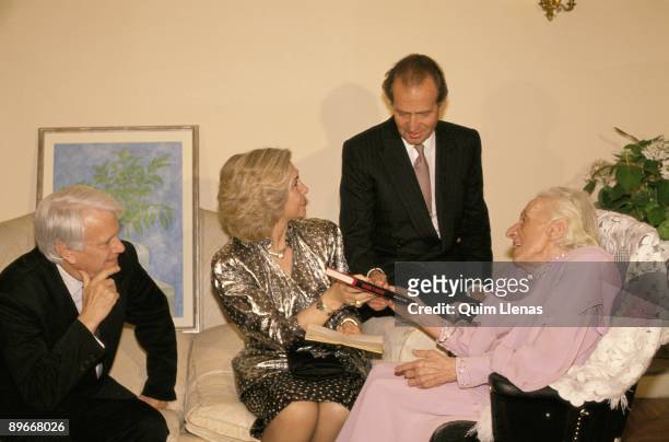 The King and Queen of Spain with Maria Zambrano From left to right, Jorge Semprún, minister of Culture, Queen Dona Sofia, King Juan Carlos I and the...