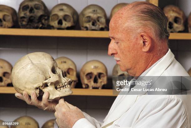 Jose Manuel Reverte, anthropologist forensic Reverte observing a skull
