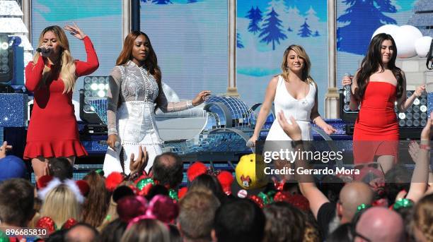 Dinah Jane, Normani Kordei, Ally Brooke and Lauren Jauregui of Fifth Harmony perform during the taping of "Disney Parks Magical Christmas...