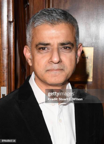 Mayor of London Sadiq Khan attends the opening night of 'Hamilton' at Victoria Palace Theatre on December 21, 2017 in London, England.