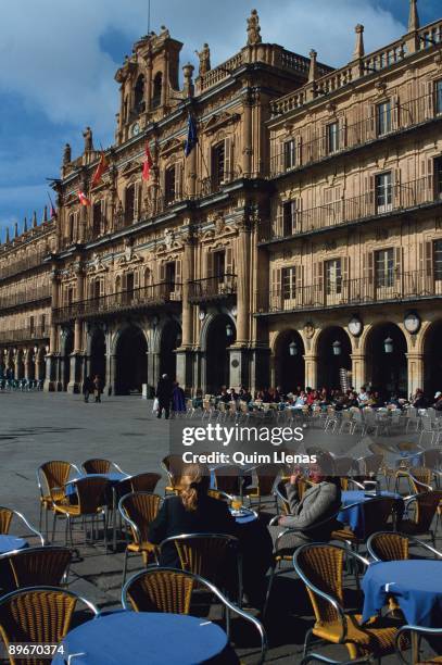 Salamanca, Castile and Leon . Plaza Mayor and town hall.