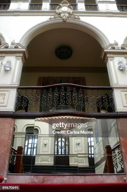 March 18, 2007. Las Palmas de Gran Canarias, Canary Islands, Spain. Literary cabinet in the Cairasco Square, 1. In the image, reflection in a mirror...