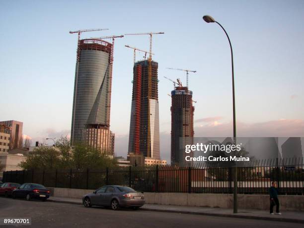 April 18, 2007. Madrid, Spain. Skyscrapers Four Towers Business Area , view from the street Pedro Rico.