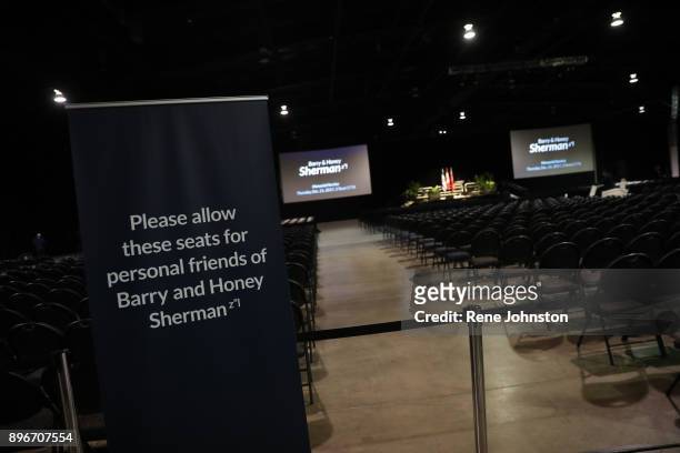 Sherman Funeral Thousands of chairs set up for the public to pay their respects to Honey and Barry Sherman at International Center in Toronto.