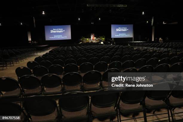 Sherman Funeral Thousands of chairs set up for the public to pay their respects to Honey and Barry Sherman at International Center in Toronto.