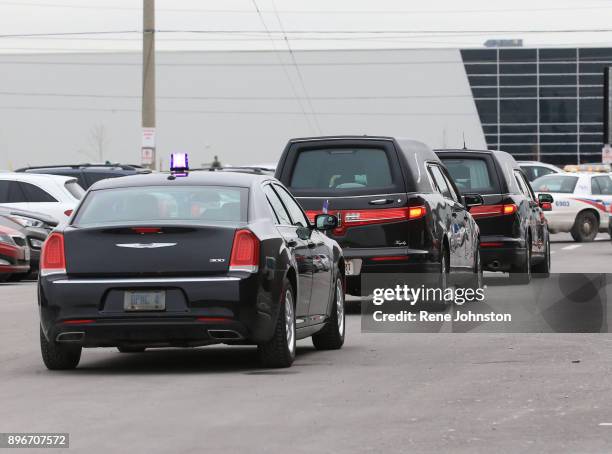 Sherman Funeral The hearses of Honey and Barry Sherman leave the memorial at International Center in Toronto.December 21, 2017. Rene Johnston/Toronto...