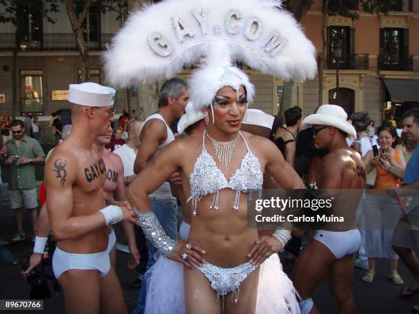 June 30, 2007. Madrid. Spain. Pride Parade celebration. In the photo, a participants of the parade with underwear.