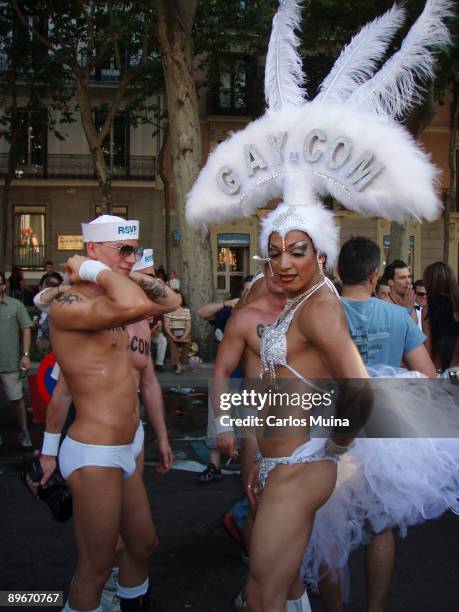 June 30, 2007. Madrid. Spain. Pride Parade celebration. In the photo, a participants of the parade with underwear.