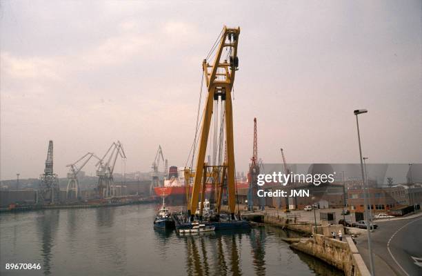 Bilbao. Basque County. Industrial area in the Nervion Estuary.