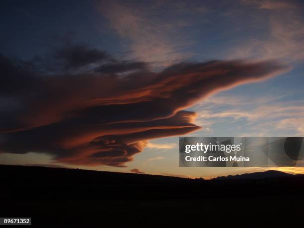 March 21, 2008. Torremocha del Jarama, Madrid, Spain. Landscape with clouds in a sunset.