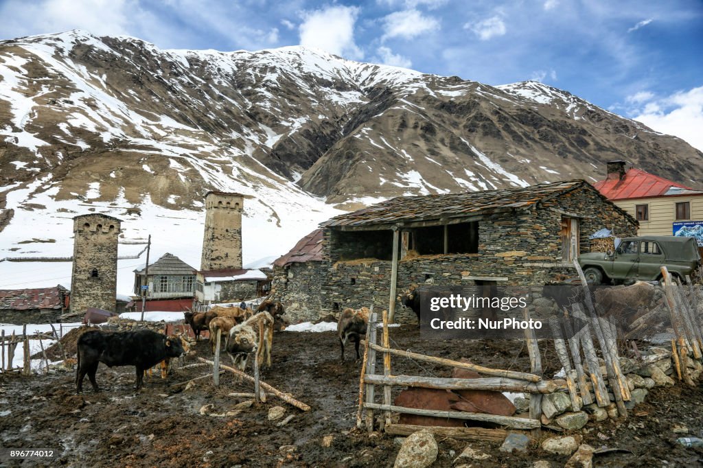 Ushguli village, Upper Svaneti in Georgia. An UNESCO World Heritage Site