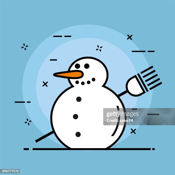 line icon snowman - ice sculpture stock illustrations