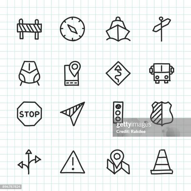 navigation & travel icon - hand drawn series - arrows traffic cone concept stock illustrations