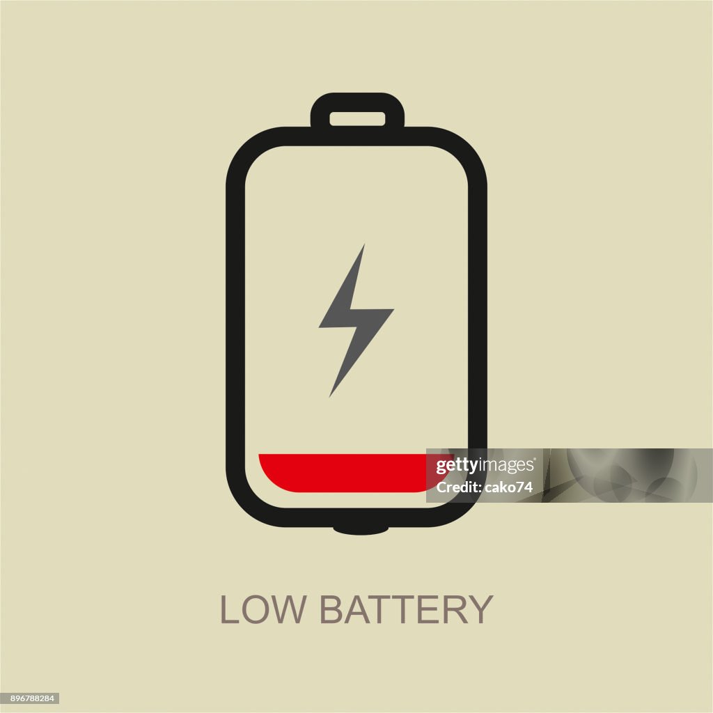 Icono de vector de batería baja