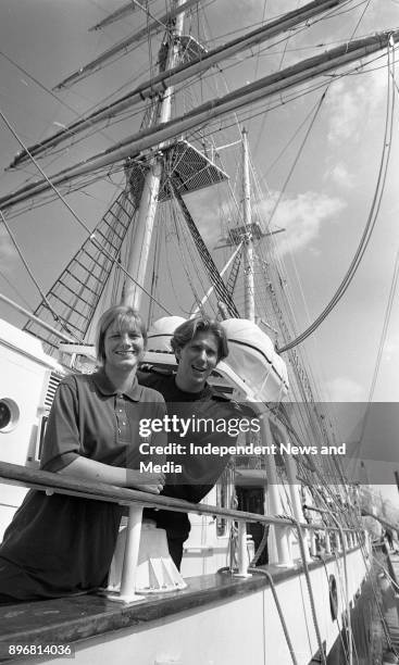 Bosun's Mate Lucy Woodhall and 3rd Mate Richard Atherton, Portsmouth on board of the STS Lord Nelson which docked in City Quay on a short visit to...