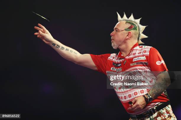 Peter Wright of Scotland in action during the match against Diogo Portela of Brazil on day eight of the 2018 William Hill PDC World Darts...