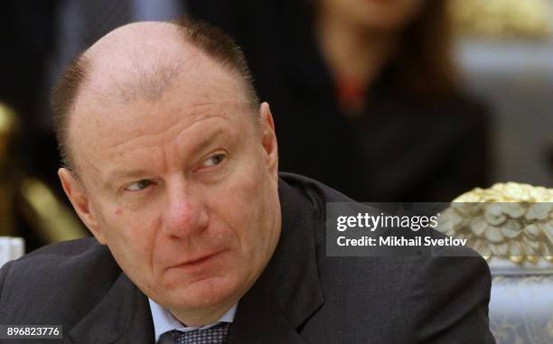 Russian businessman and billionaire Vladimir Potanin attends the meeting with top businessmen at the Kremlin, Moscow, Russia, December 2017.