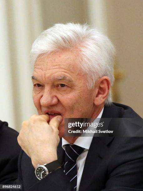 Russian businessman and billionaire Gennady Timchenko attends the meeting with top businessmen at the Kremlin, Moscow, Russia, December 2017. Photo...