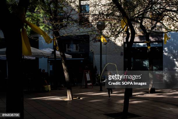 Children seen playing in the kindergarten's school during the Catalonia regional election. Catalan started today to elect a new regional government,...