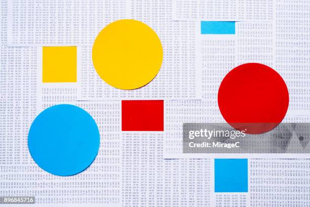 data and graph, red blue yellow abstract - circle graph foto e immagini stock