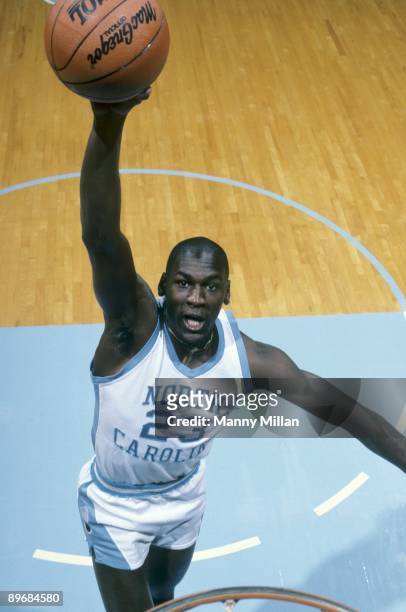 Portrait of North Carolina Michael Jordan in action, dunk. Chapel Hill, NC CREDIT: Manny Millan