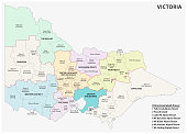 Administrative and political map of the australian state victoria
