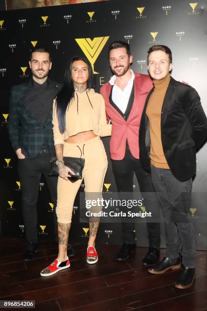 Craig Davies, Jemma Lucy, Stephen Powell, Craig Gidley attend 'Vipers First Christmas' event at Impossible on December 21, 2017 in Manchester,...