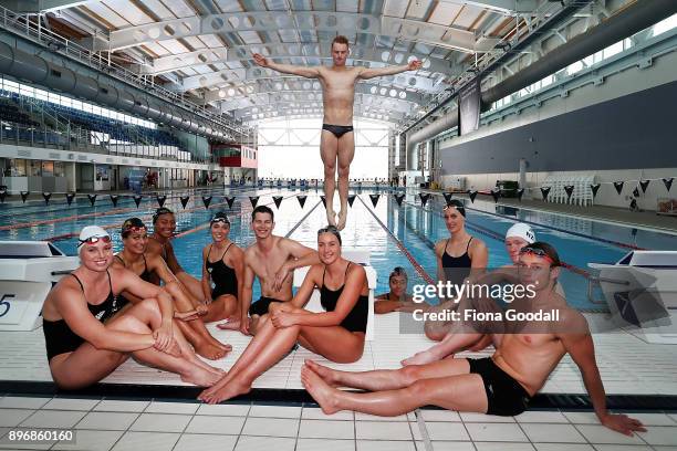 The swim and dive team during the Queens Baton Commonwealth Games Relay on December 22, 2017 in Auckland, New Zealand.