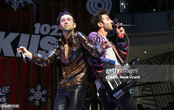 And Ryan Siegel perform onstage during the 'Live at the Atrium' Holiday Concert Series in Partnership with KIISFM Presented by Westfield Century City...