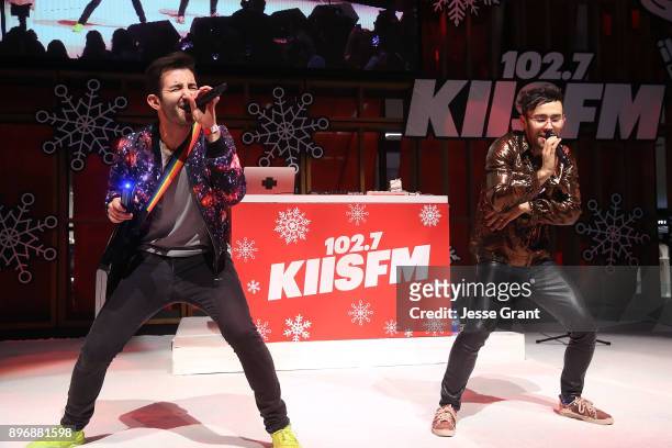 And Ryan Siegel perform onstage during the 'Live at the Atrium' Holiday Concert Series in Partnership with KIISFM Presented by Westfield Century City...