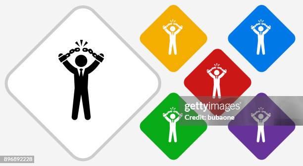 businessman breaking shackles color diamond vector icon - break shackles stock illustrations