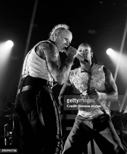 Keith Flint and Maxim Reality of The Prodigy perform live on stage at O2 Academy Brixton on December 21, 2017 in London, England.