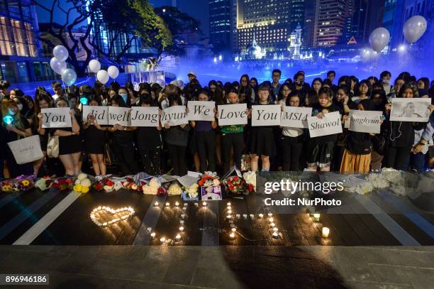 Malaysian K-pop fans gather for vigil after the death of Kim Jong-Hyun, a 27-year-old lead singer of the massively popular K-pop boyband SHINee, in...