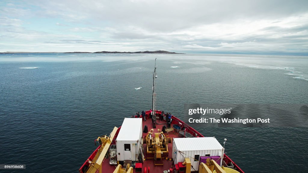 BELLOT STRAIT, NUNAVUT, CANADA AUGUST11: The CCGS Amundsen eme