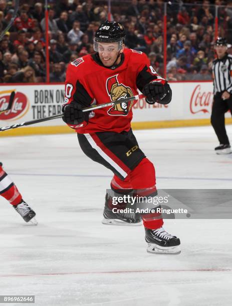 Gabriel Dumont of the Ottawa Senators skates against the New York Rangers at Canadian Tire Centre on December 13, 2017 in Ottawa, Ontario, Canada.