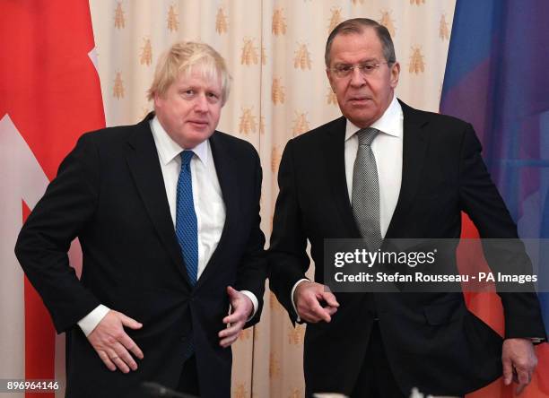 Foreign Secretary Boris Johnson meeting his Russian counterpart Sergei Lavrov in Moscow.