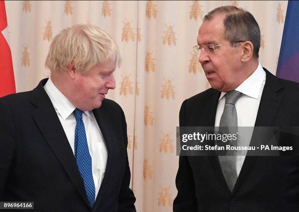 Foreign Secretary Boris Johnson meeting his Russian counterpart Sergei Lavrov in Moscow.