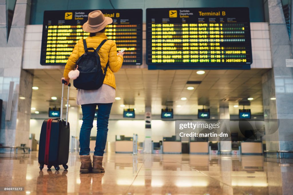Toeristische op de internationale luchthaven van Barcelona